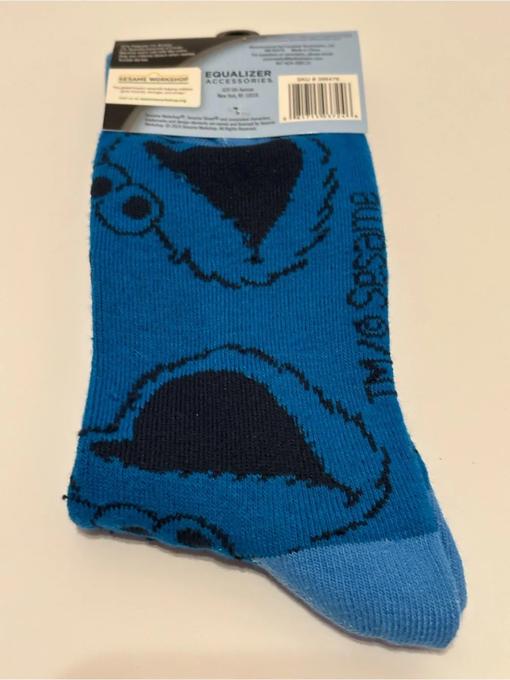 Sesame Street Cookie Monster Mens Size 9-13 Blue Novelty Unisex Crew Socks